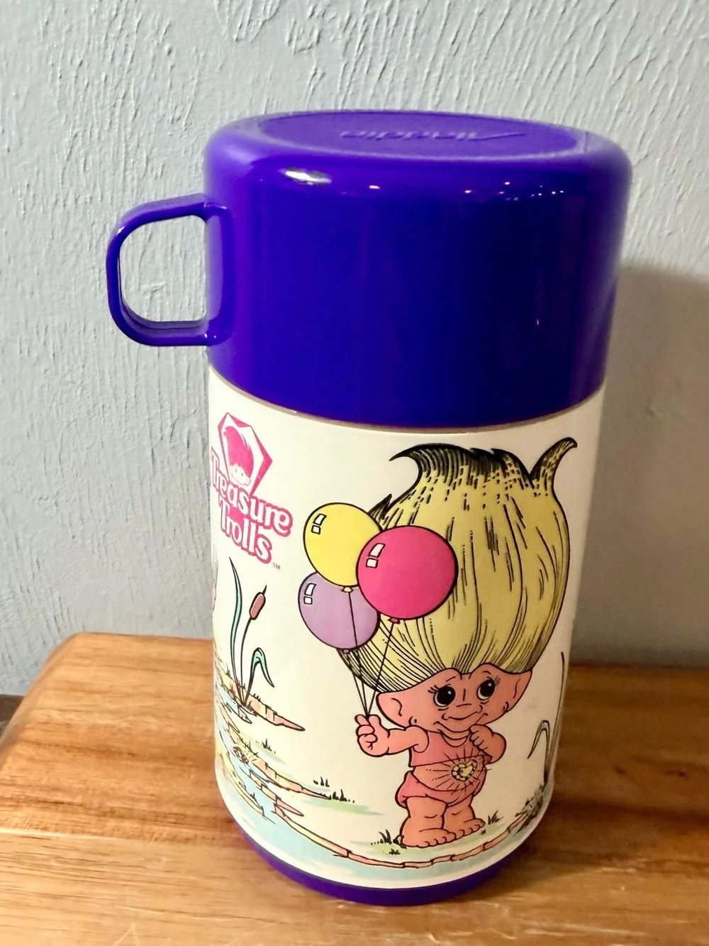 Unused Purple-Top Troll Thermos with Illustrated Troll Design - Picture 9 of 9